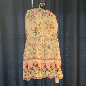 Cupshe White Dress with Pink and Green Floral Pattern